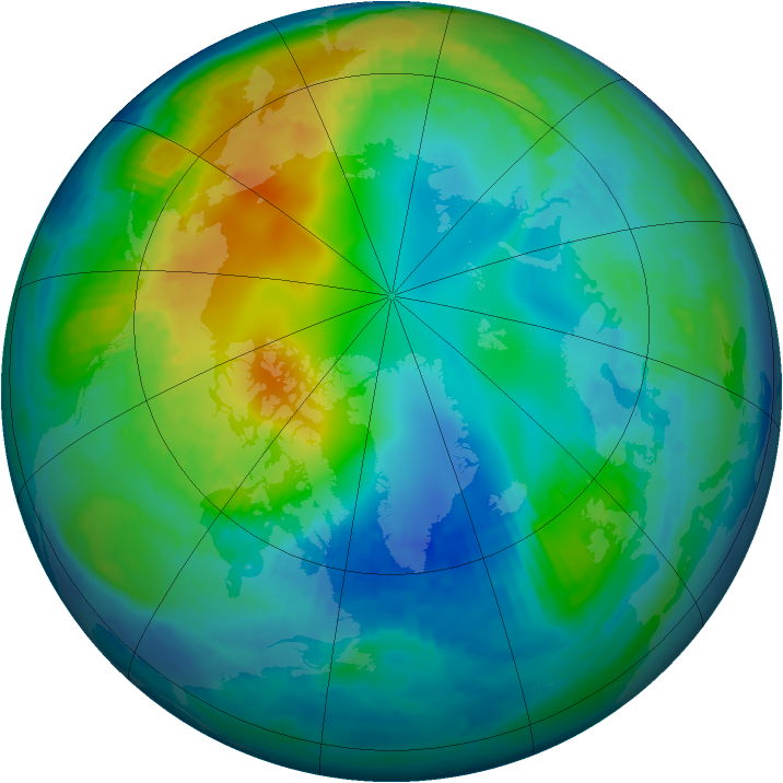 Arctic ozone map for 12 November 2000